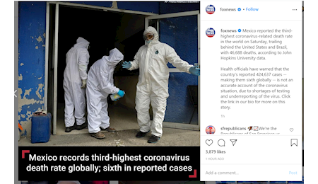 مکزیک سومین کشور جهان به لحاظ تلفات کرونا در جهان