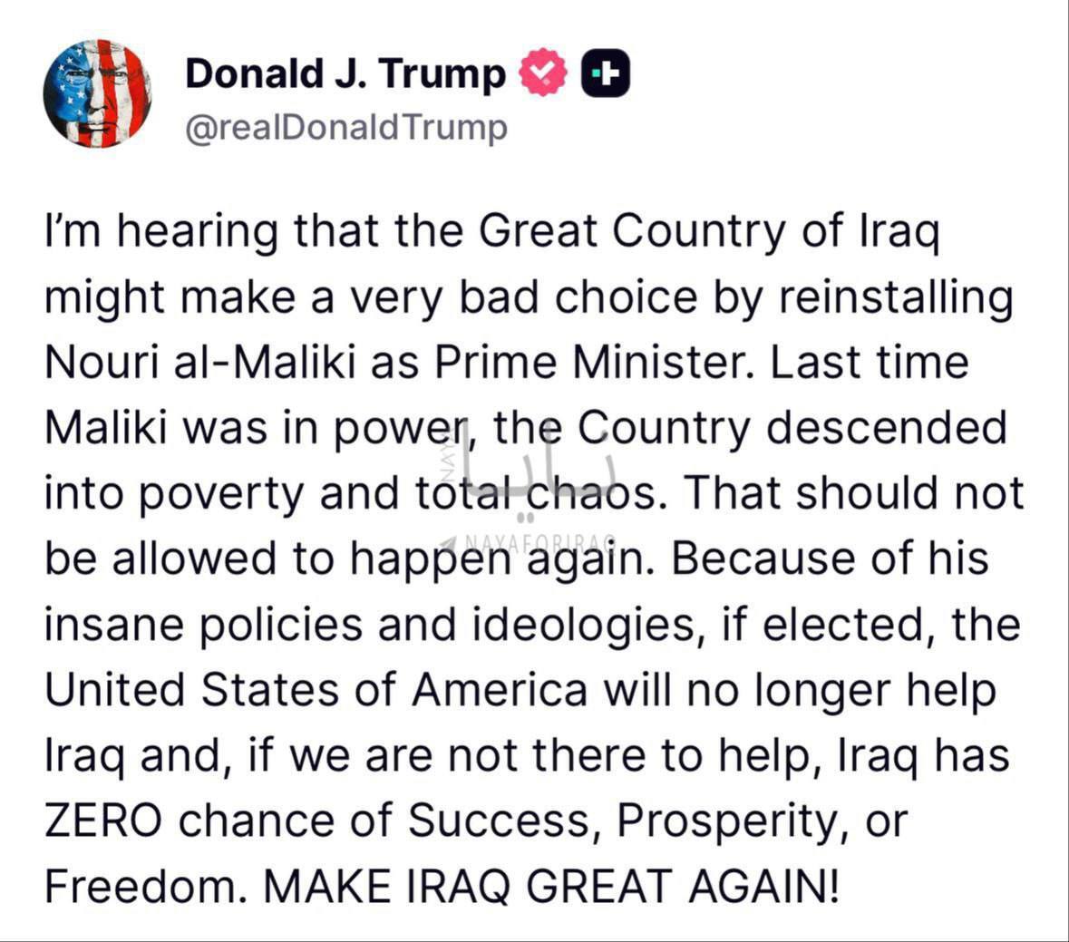 ترامپ آشکارا در سیاست داخلی عراق مداخله کرد ترامپ آشکارا در سیاست داخلی عراق مداخله کرد