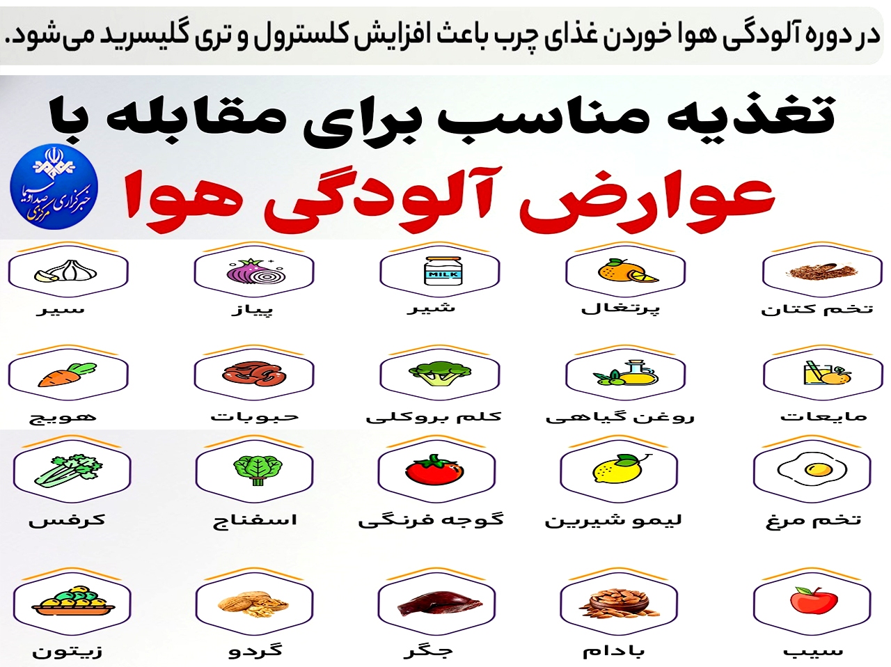 تغذیه سالم و کاهش آسیب‌های ناشی از آلودگی هوا